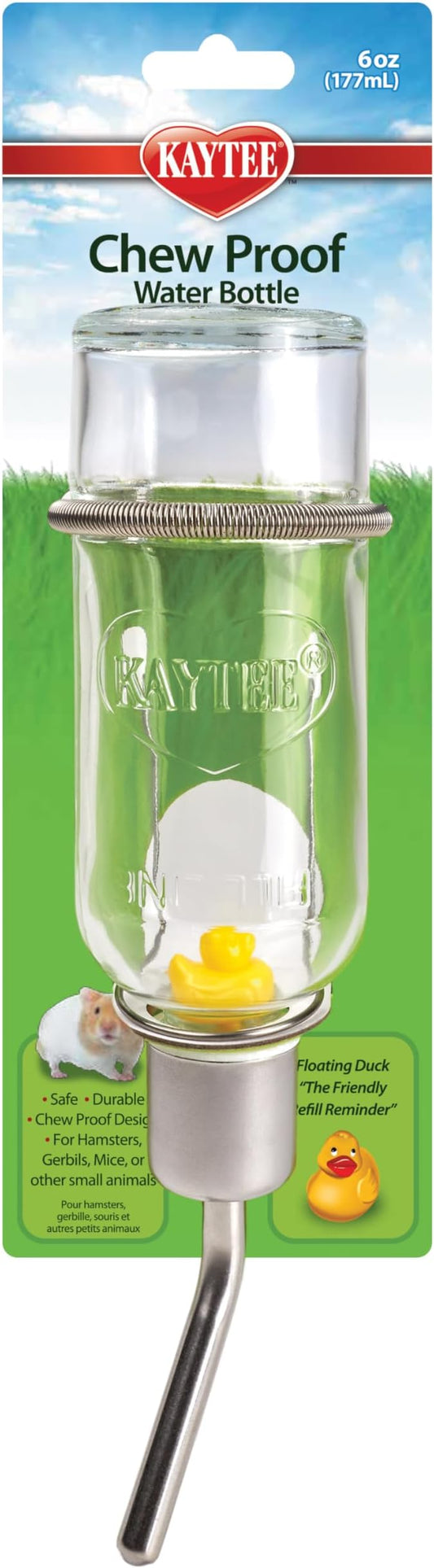Kaytee Chew-Proof Water Bottle for Pet Hamsters, Gerbils and Rats, 6 oz