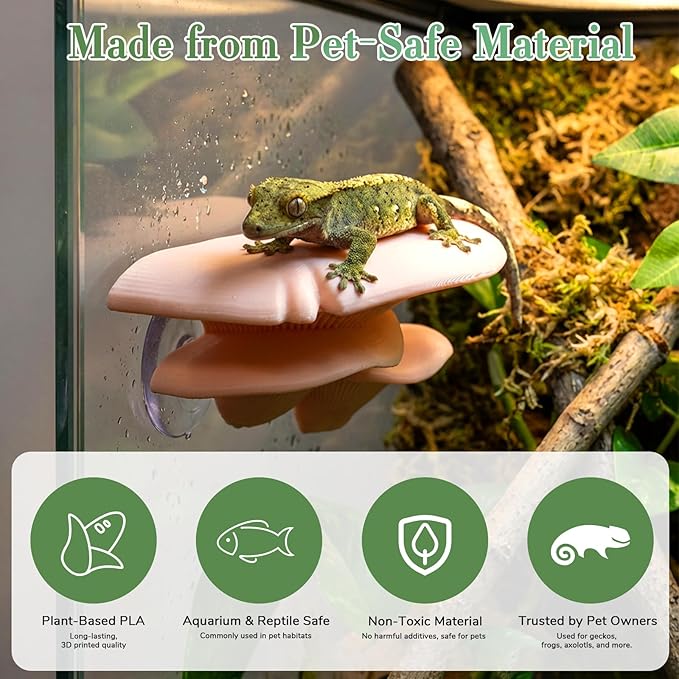 Mushroom Decor Climbing Hold Kit Realistic Terrarium Plants Concealed Jumping Spider Habitat Enclosure Decorate Accessories for Leopard Geckos Crested Geckos Tree Frogs Small Lizards