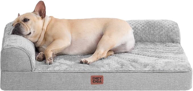 EHEYCIGA Orthopedic Dog Bed Medium Size, Memory Foam Dog Bed, Grey | Small Dog Sofa with Washable Removable Cover, Waterproof Pet Couch for Crate with Nonskid Bottom, 30x20x6