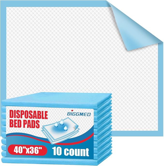 BIGGMED Tear-Resistant Incontinence Bed Pads 40'' x 36'' 130Gram | Extra Large, Heavy Duty, Disposable Underpads Chucks Pads, For Adults, Kids & Elderly