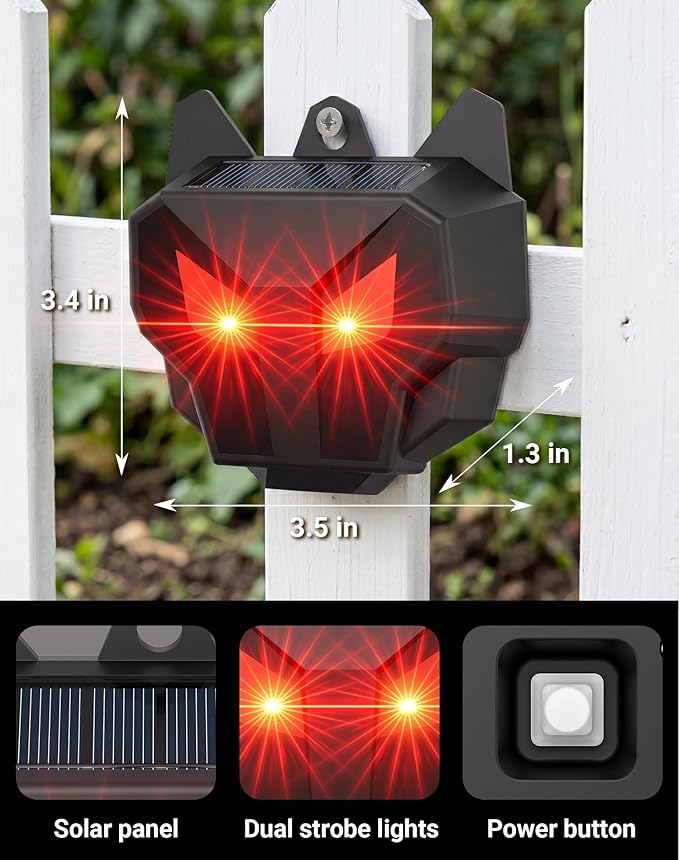 4 Pack Solar Nocturnal Animal Repeller with Red Flashing Lights, Humane Coyote Deterrent for Fox Raccoon Skunk Deer, Waterproof Predator Eyes Animal Deterrent for Chicken Coop & Garden