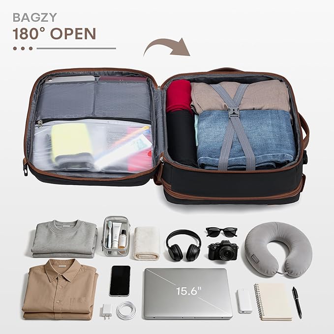 43x33x15cm Personal Item Bag Expandable 30L Travel Backpack 17x13x6 Inches Underseat Bag for Airlines Lightweight Carry on Luggage Water Resistant Flight Approved for College, Weekender Black