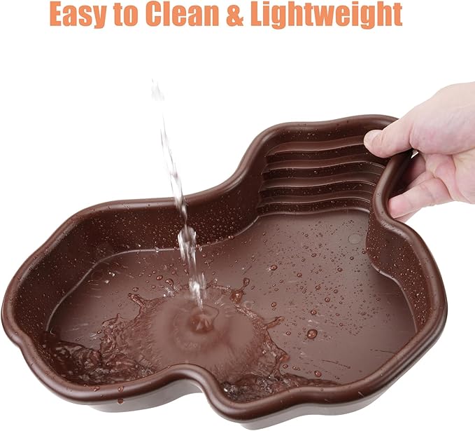 Petmolico Large Reptile Water Dish with Non-Slip Bottom – Snake Water Bowl,Tortoise Habitat Accessories for Turtle,Gecko,Lizard,Bearded Dragon