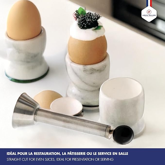 Louis Tellier(LT) LT 18-10 Egg Top Cutter N4183 - Stainless Steel Egg Slicer - Hands-Free Operation, Easy Clean