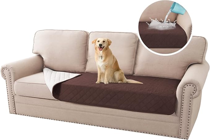 H.VERSAILTEX Couch Cover for Dogs Washable 100% Waterproof Sofa Cushion Cover Dog Bed Cover Non-Slip Pet Blanket for Sofa Cushion Protector, 35" x 74", Brown