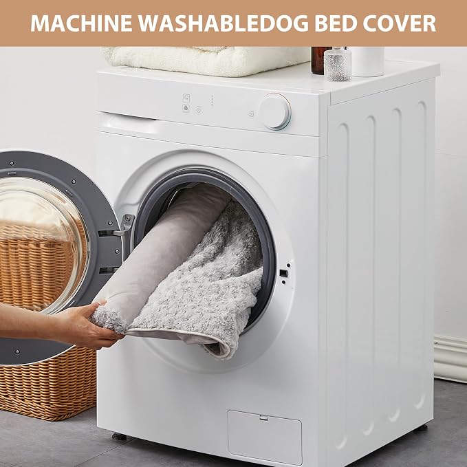 BFPETHOME Orthopedic Washable Large Dog Bed for Senior Dog Comfy Sleep | Waterproof Big Soft Pet Couch Bed for Dogs Relax with Removable Cover Supportive Egg Crate Foam Light Grey 28x23 Inch
