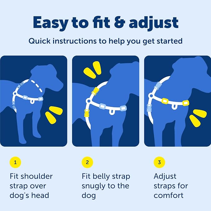 PetSafe Easy Walk Comfort No Pull Dog Harness, Blue, Medium | Stops Pulling on First Use with Front Martingale Loop, Full-Body Padding, 5-Point Adjustable Fit