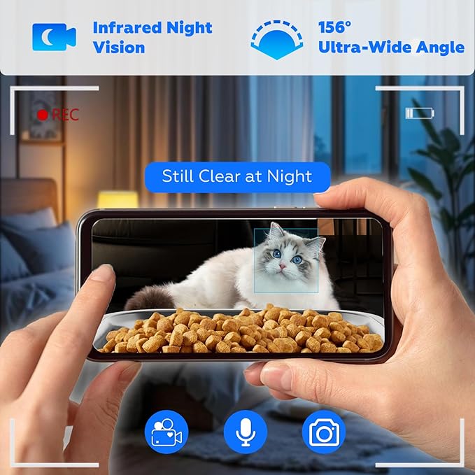 TYM Automatic Cat Feeder with 2 Camera for 2 Cats, 7L Dog Food Dispenser with Night Vision 2K 4MP, 5G WiFi Dual Auto Cat Feeder with Smart App for Multiple Cats & Small Dogs, Detachable for Clean