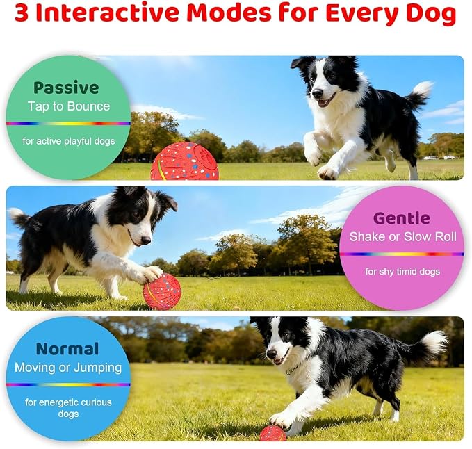 Smart Moving Bouncing Interactive Dog Toys Ball for Small Medium Dogs | Smart motion bouncing dog ball made of durable E-TPU material with RGB lights & 3 play modes for small & medium dogs.