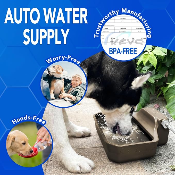PETTEN Auto Fill Dog Water Bowl, Outdoor 1Gal/3.75L Automatic Dispenser | Auto-refill float valve,no electricity.3.75L for dogs/cats&livestock.3/4"GHT hose connection.Food-grade HDPE,durable