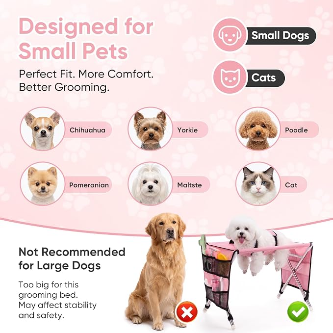 Pet Grooming Hammock with Stand, Foldable for Small Dogs & Cats
