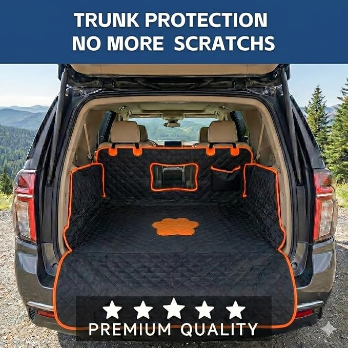 SUV Cargo Liner for Dogs, PU Leather, Dog Paw, XL | 100% Waterproof, Pet Trunk Cargo Cover, Bumper Flap Protector & Side Walls, Fit Most Large or Full-Size SUV