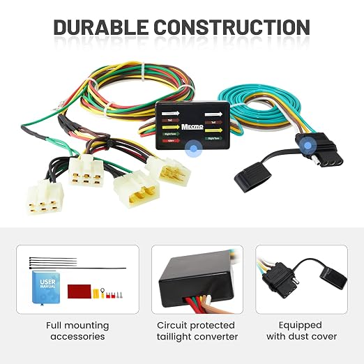 MECMO 4 Pin Trailer Wiring Harness for 1989-1995 Toyota Pickup & 1995-2004 Toyota Tacoma, ‎55379 Vehicle-Side 4 Prong Towing Hitch Wire for Trailer Light Hook Up, Plug & Play 4 Way Flat T-Connector