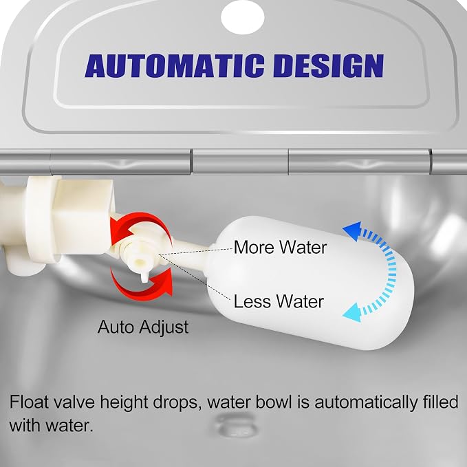 ToLanbbt Automatic Animal Dispenser Horse Water Bowl with Float Valve Stainless Steel Goat Waterer Feeder Outside Water Trough for Livestock Auto Fill Dog Watering Bowl with 1/2" Hose, Drainage Hole