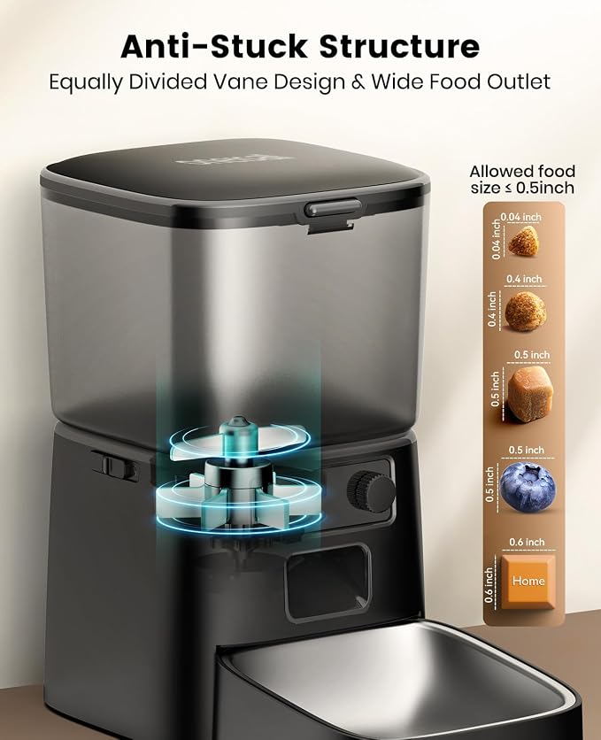 oneisall Automatic Cat Feeder, 2.4G WiFi Cat Food Dispenser with App, 12 Cups/3.5L Auto Cat Feeder for Dry Food, Timed Cat Feeder with Portion Control for Small Pets Indoor | Timed Meals, Feed Now, Feeding Logs, Slow Feed, Precise Portion, Dual Power B...