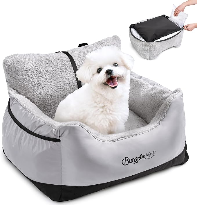 Dog Car Seat for Small Dogs & Cats Under 25 lbs, Black Grey
