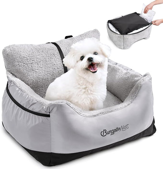 Dog Car Seat for Small Dogs & Cats Under 25 lbs, Black Grey