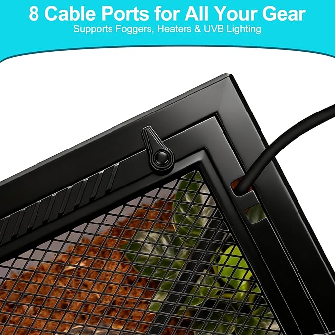 Reptile Terrarium Glass Enclosure 22" × 14" × 12", Front Opening Tank with Mesh Top, Easy Assembly for Small Reptiles, Geckos, Lizards, Snakes, Turtles & More