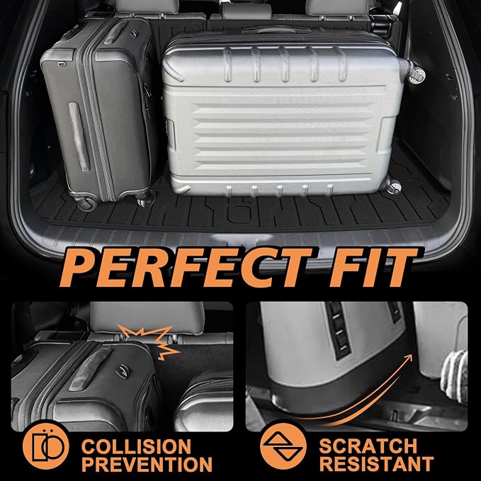TripleAliners Trunk Mat with Backrest Mat Compatible with Toyota Grand Highlander 2024 2025 2026 All Weather TPE Liners 2 in 1 Accessories Custom Fit TPE Heavy-Duty Covers (Won't Fit Highlander)
