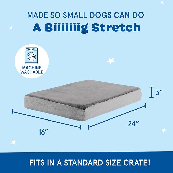 BarkBox Orthopedic Dog Bed - Small | with Memory Foam - Comfortable, Durable & Machine Washable Pet Bed - Grey