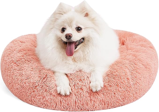 MIXJOY Orthopedic Dog Bed Comfortable Donut Cuddler Round Pet Beds Ultra Soft Washable Dog and Cat Cushion (20''/23''/30'') (23'', Pink)
