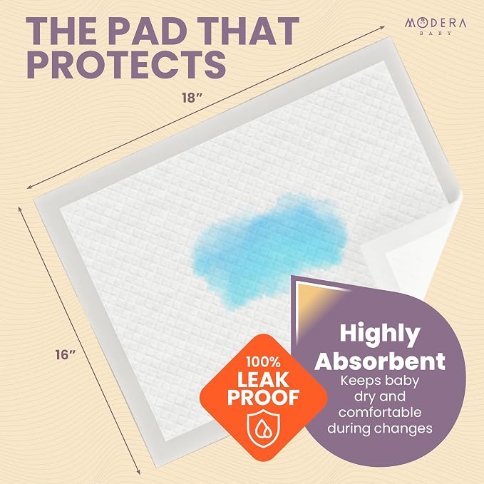 Organic Cotton Enhanced Disposable Changing Pad Liners | 16x18 Hypoallergenic Super Soft Ultra Absorbent Waterproof Quilted Underpads for Baby Diaper Table & Travel, Leak Proof, Mess Free (100 Pack)