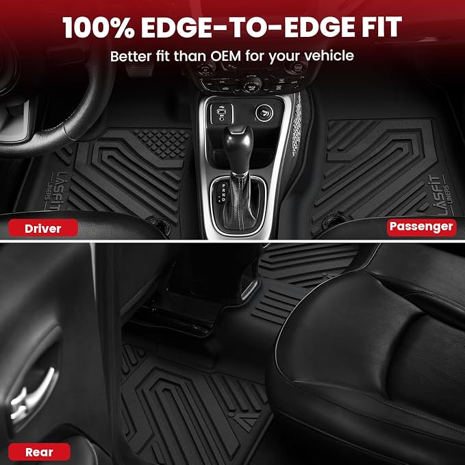 LASFIT Floor Mats & Trunk Mat for Jeep Compass 2007-2017 All Weather TPE Custom Fit Car Mats Floor Liners Cargo Liner Cargo Mat Black