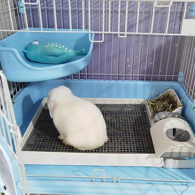 PODOO Rabbit Litter Box – Training Potty Tray for Guinea Pig & Small Pets · Spacious Grid Pan with Low Entrance, Easy-Clean & Odor-Resistant—Helps Keep a Clean Cage and Reduce Mess