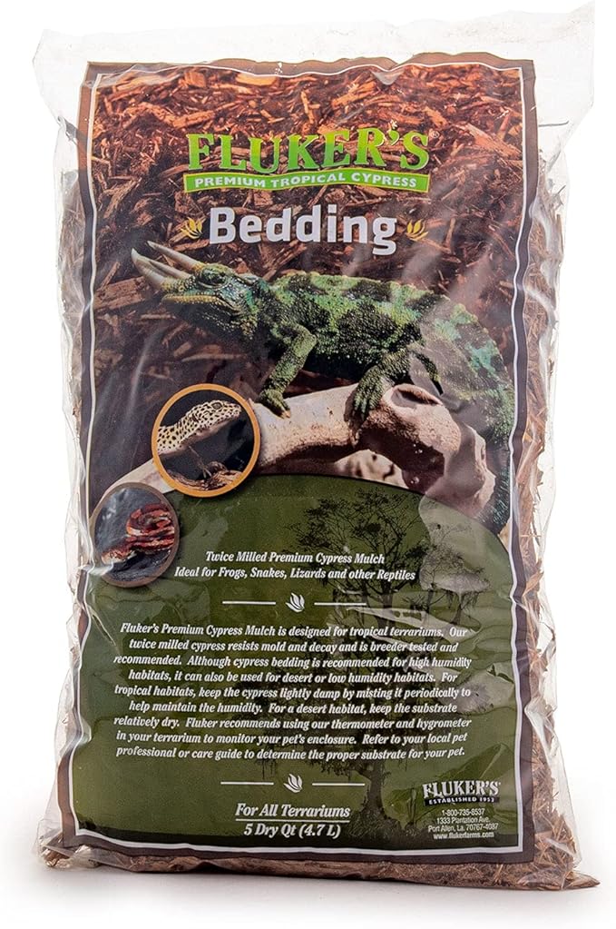 Fluker's Premium Tropical Cypress Bedding for Reptiles, 5 QT (Pack of 4)