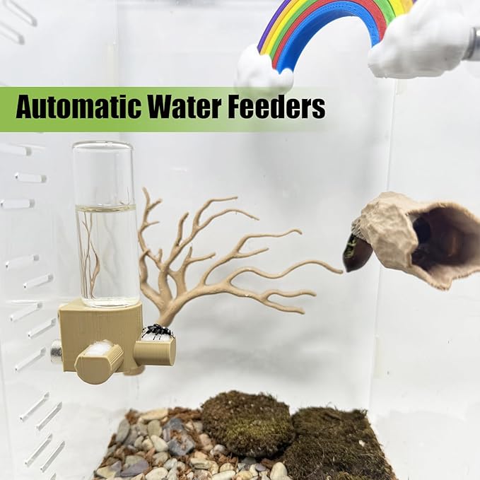 Jumping Spider Water Dispenser, Magnetic Hanging Feeder,Suitable for Jumping Spiders,Tarantulas, Praying Mantises,Arboreal Animals, and Other Small Animal Enclosure Accessories (Wood Color, 10ML)