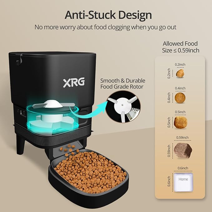Automatic Cat Feeder 5G WiFi,Automatic Dog Feeder Double Anti-Blocking,WiFi Auto Timed Cat Dispenser 10 Meals A Day,Dog Food Dispenser Dual Power with 10s Voice Recorder,Easy to Install & Clean,Black