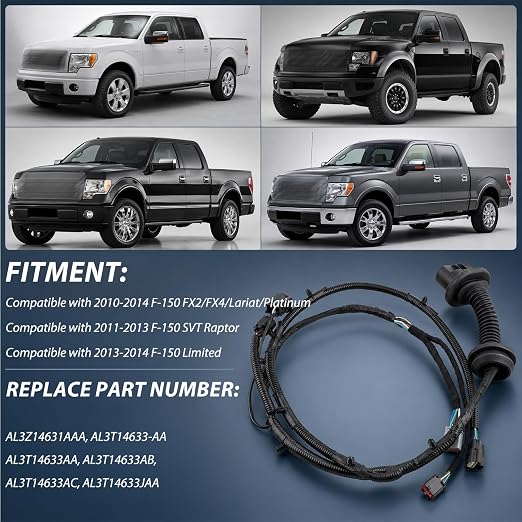 AL3Z14631AAA Rear Left Driver Door Jumper Harness w/Rear Heated Seats | Compatible with 2010-2014 F-150 FX2/FX4/Lariat/Platinum 2011-2013 SVT Raptor 2013-2014 Limited
