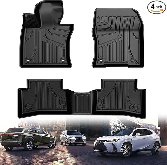 All Weather Floor Mats Fit for 2025-2026 Lexus UX 300h; 2019-2024 Lexus UX 250h; 2019-2022 UX 200 - Custom Fit TPE Floor Liners Accessories for UX 1st and 2nd Row Full Set Car Mats