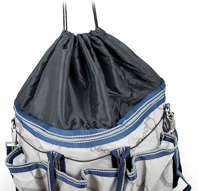 Jeffers Poplar Head Grooming Bag – Horse Grooming Organizer Tote with Pockets for Brushes, Tools, Clippers, Shampoo, Detangler – Stable Barn Kit Carrier for Horses, Pets, Latte Snaffles & Irons