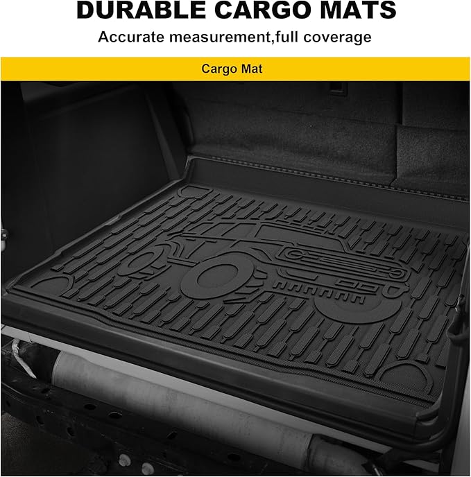 TTX LIGHTING Bronco 4-Door Cargo Liner - Custom Fit Trunk Mats for Ford Bronco 2021-2026 4 Door Cargo Mat All Weather Cargo Tray Black