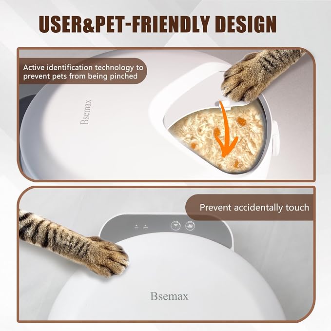 WiFi Automatic Wet Food Cat Feeder with App Control, Auto Refrigerated Wet Foods Feeder for Cats Dogs 4 Meal Timed Fresh Foods Dispenser with 2 Ice Packs for Kitty Puppy Automatic Cat Dog Food Bowl