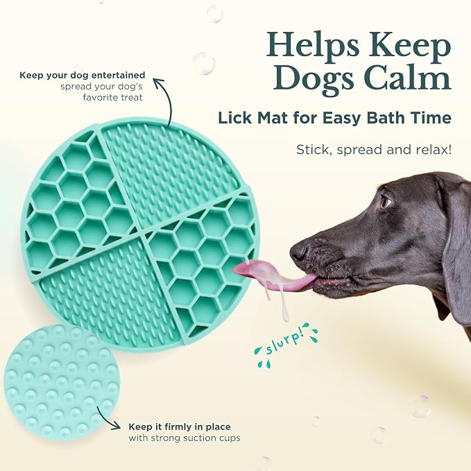 Bath Kit for Dogs & Puppies – Grooming Set with Recycled Polyester Towel, Silicone Brush & Lick Mat – Stylish At-Home Dog Bath Kit, Perfect Dog Gift