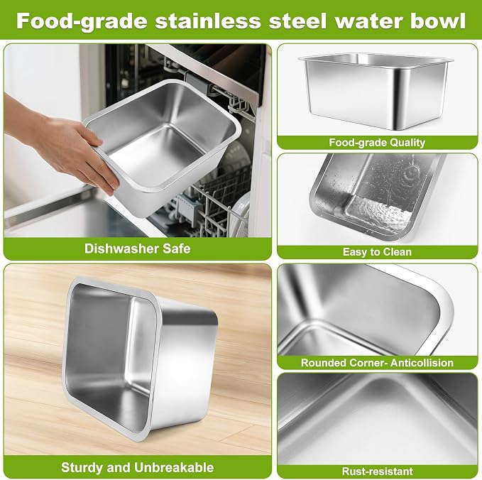 Adjustable Height Elevated Large Dog Water Bowls with Stainless Steel Bowls and Metal Stand，4-Level (8/10/12/14 Inches) Pet Bowl for Dogs for Large Medium Dogs - Durable, Easy to Clean (2gallon)