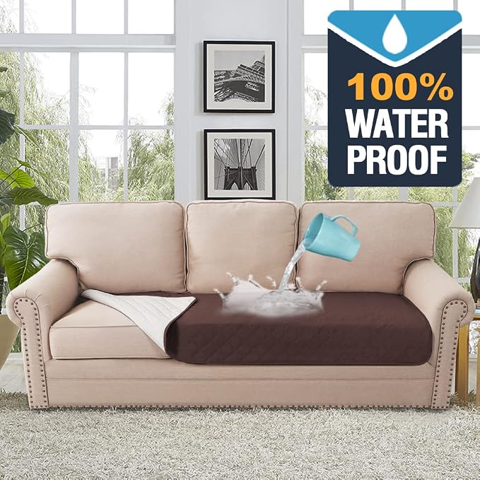 H.VERSAILTEX Couch Cover for Dogs Washable 100% Waterproof Sofa Cushion Cover Dog Bed Cover Non-Slip Pet Blanket for Sofa Cushion Protector, 35" x 82", Brown