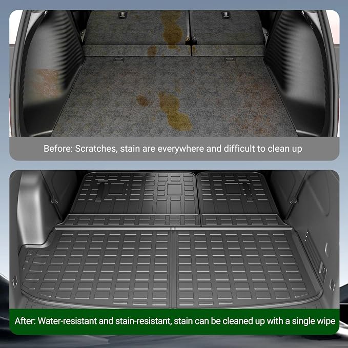 xipoqix 7&8 Seats Cargo Mat Backrest Mat Compatible with 2018-2024 Chevy Traverse TPE Cargo Liner Back Seat Protector Replacement for 2018-2024 Chevy Traverse Accessories (Trunk Mat+Backrest Mats)