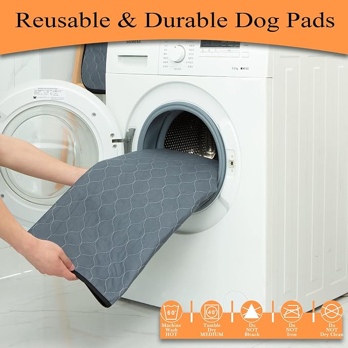 Bunlitent Washable Pee Pads for Dogs 36"x72", 3 Pack, Super Absorbent, Grey | Reusable, Quick Dry, Anti-Slip, Waterproof, Reusable Puppy Pads, Whelping Pads, For Training, Playpen, Incontinence, Large