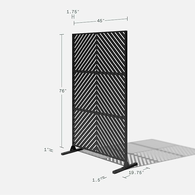 Veradek Block Series Long Box Planter + Arrow Privacy Screen Set, Black – Large Rectangular Outdoor Planter with Drainage & Modern Privacy Divider Panel for Patio, Deck, Balcony or Garden