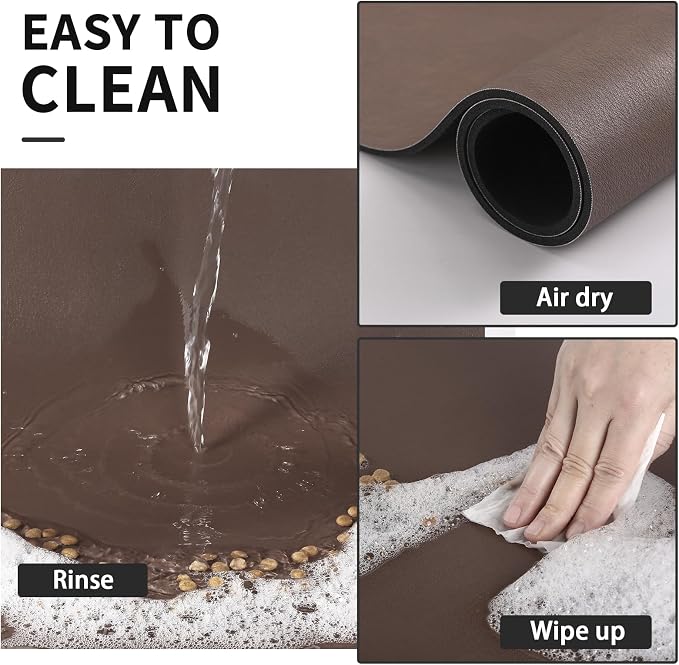 HotLive Dog Food Mat - Absorbent Cat Mat for Food and Water, No Stains Pet Feeding Bowl Mat, Easy to Clean Pet Placemats, Quick Dry Dog Water Dispenser Mat for Messy Drinkers | Paw Brown 16"x 24"
