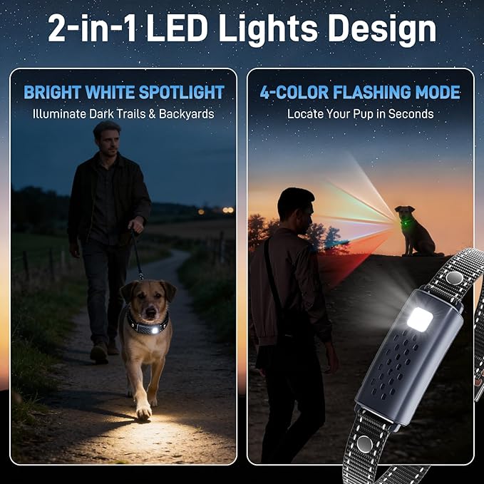 Dog Shock Collar - 4500FT Dog Training Collar with Remote Waterproof e Collar with Flashing Light, Adjustable Pitch Beep(1-8), Vibration(1-16), Safe Shock(1-99), and Keypad Lock