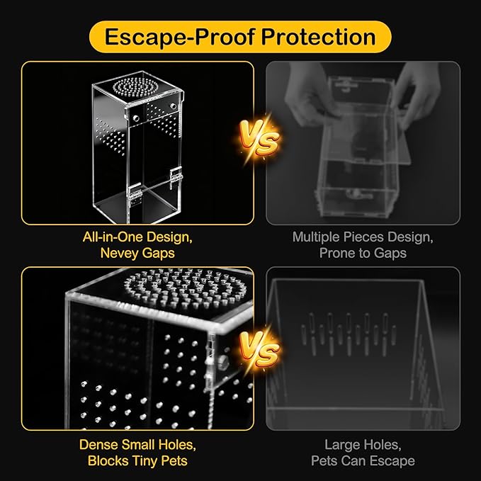 Jumping Spider Enclosure Kit,Escape Proof Reptile Tank,Praying Mantis Terrariums,Transparent Acrylic Complete Bug Habitat,Arboreal Tarantula Cribs Cage,Insect Starter Container,Critter Keeper