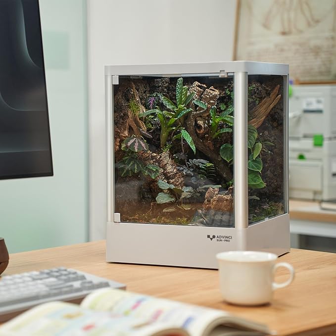 Reptile Terrarium 12"x12"x16" 9.5 Gallon,Aluminum Frame,Full Glass Tank Enclosure for Small Reptiles, Geckos, Frogs, Lizards, Snakes, Spiders, Turtles, Vertical Rainforest Habitat