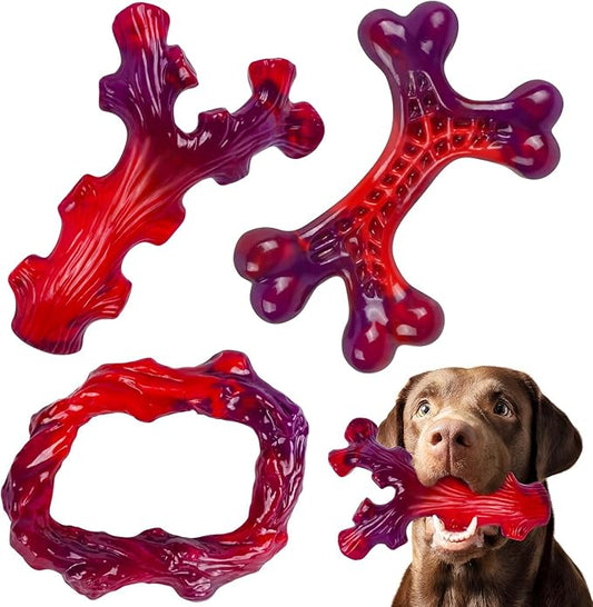 Lot de 3 os à mâcher indestructibles pour chiens masticateurs agressifs – Jouets à mâcher durables et résistants pour grands chiens, jouets en nylon pour nettoyer les dents