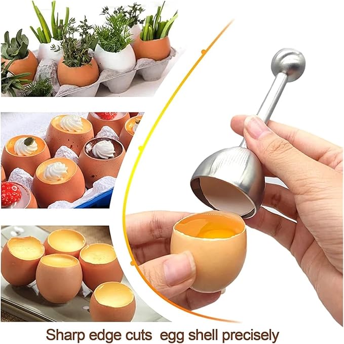 Stainless Steel Egg Topper, Eggshell Cutter Cracker Opener Remover, Multipurpose Egg Cup Kitchen Gadget(Gold)