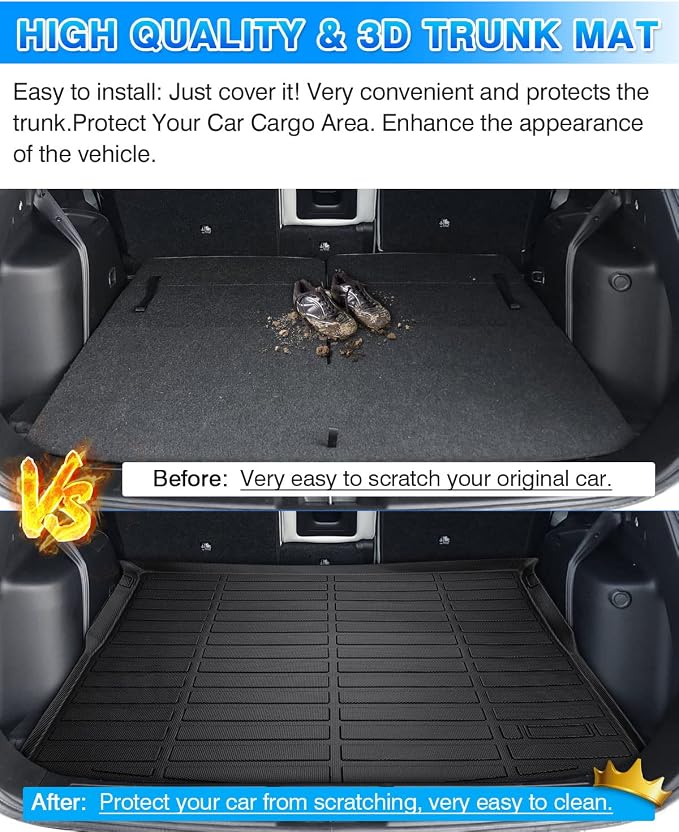 Cartist Cargo Liner Custom Fit for Mitsubishi Outlander PHEV 2018-2022 All Weather Trunk Mat High Side Waterproof Black TPE