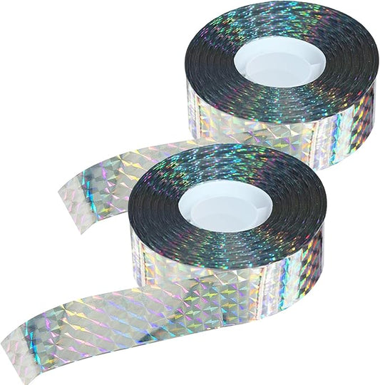 Bird Scare Reflective Tape, 500 Feet (2 Rolls), Double-Sided Reflective, for Repelling Sparrows and Woodpeckers, Suitable for Outdoor Use in Homes, Gardens, Farms, Orchards,Outdoor